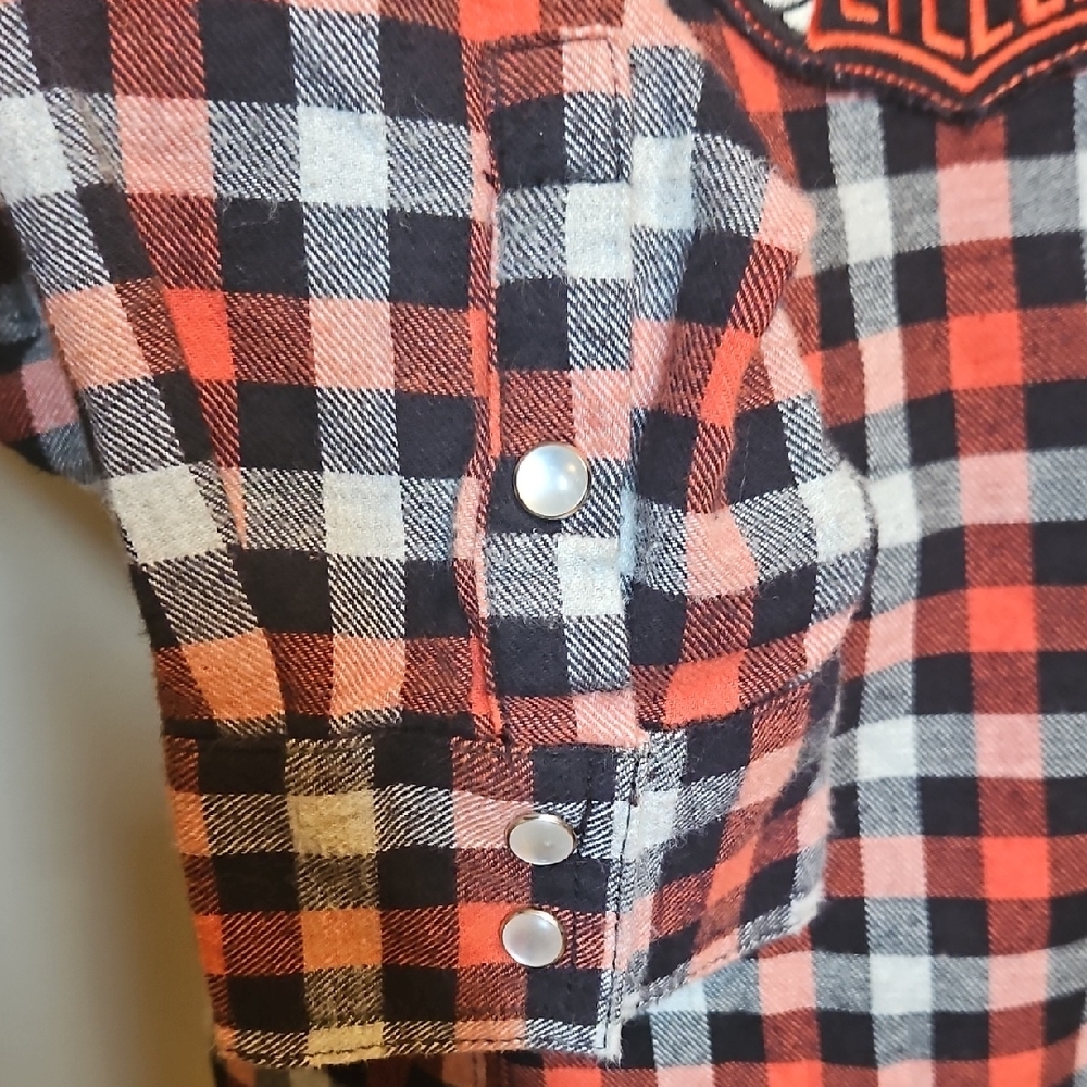 Harley-Davidson Plaid Pattern Checkered Button-Do… - image 11